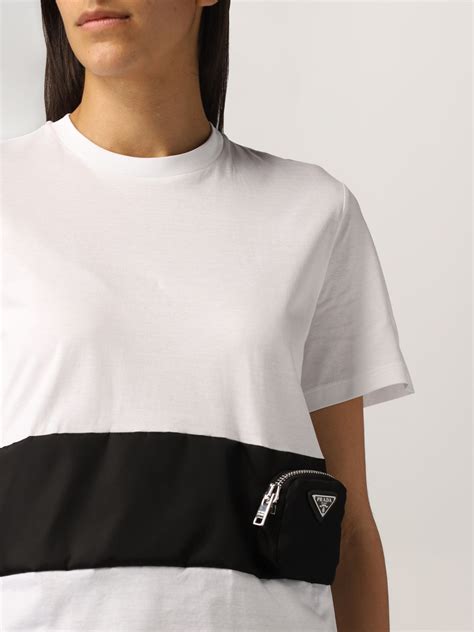 prada woman t shirt|prada nylon scoop neck top.